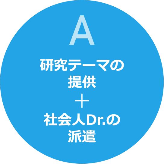 A　研究テーマの提供＋社会人Dr.の派遣